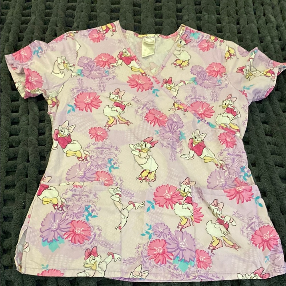 Women’s Disney Scrub Tops with Daisy Duck and Lady and the Tramp Designs - Picture 3 of 12